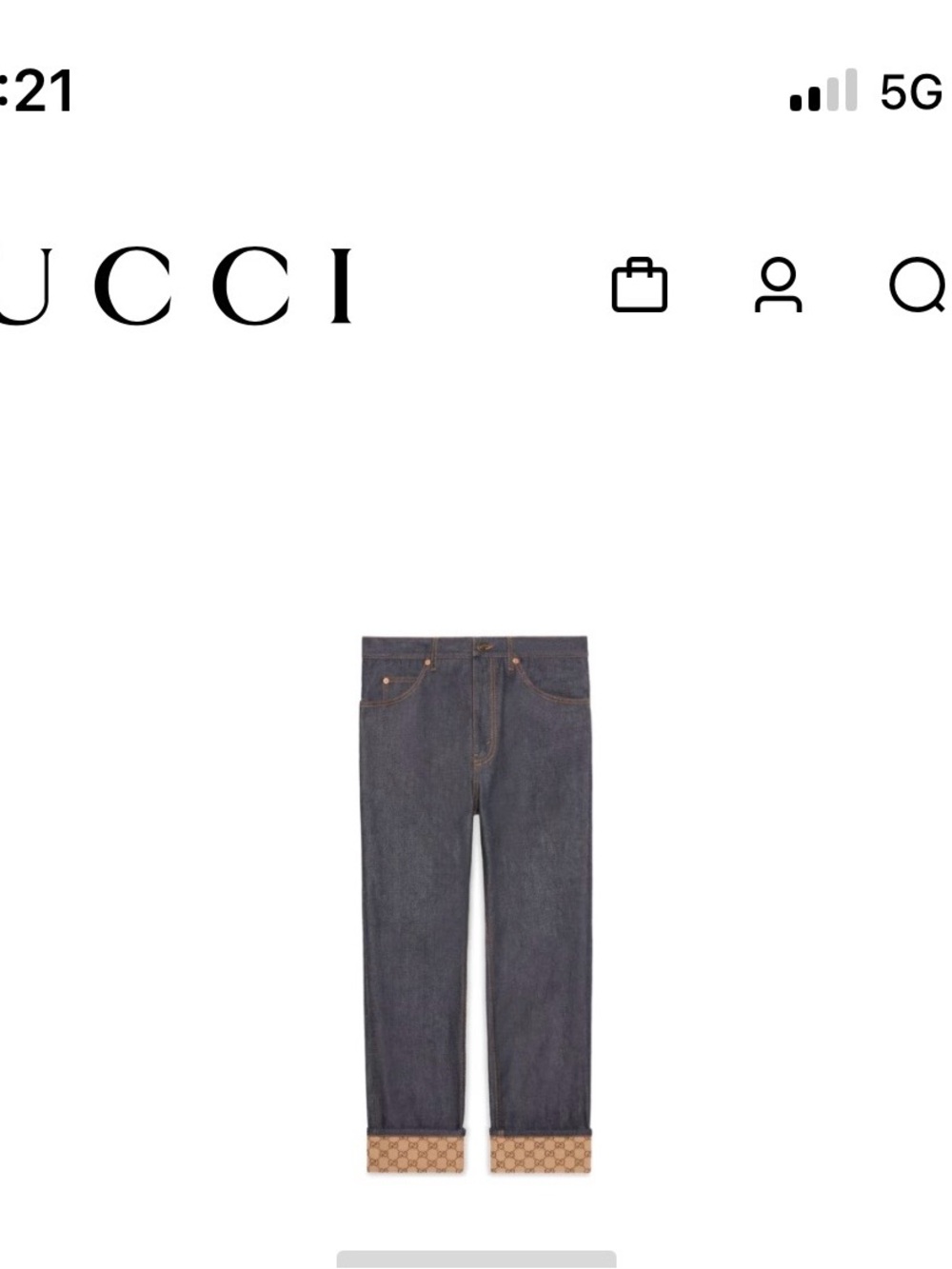 Gucci Men’s Indigo Straight-Leg Jeans with Logo Cuffs